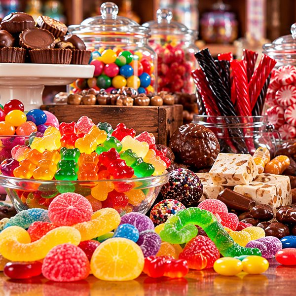 Gummy bears and jars of candy