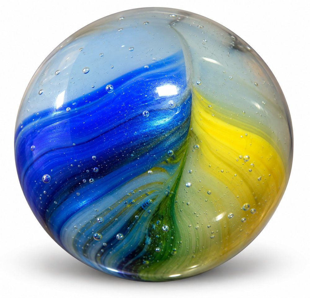 Blue And Gold Swirl Glass Marble