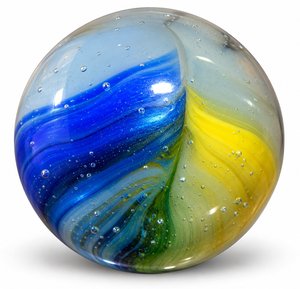 Blue And Gold Swirl Glass Marble