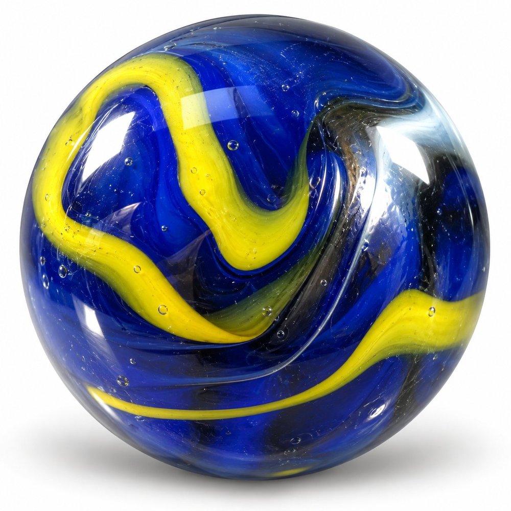 Cobalt And Lemon Swirl Marble