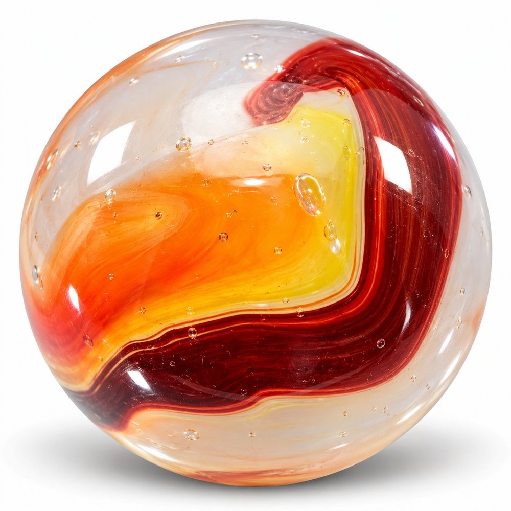 Flame Swirl Glass Marble