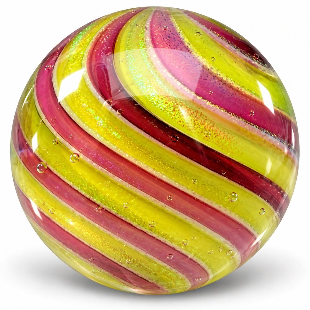 Glittering Lime And Magenta Glass Marble