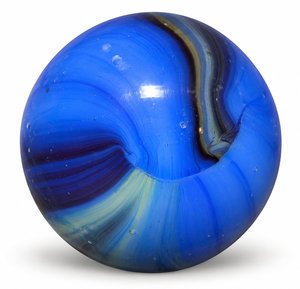 Glossy Blue Marble With Swirling Ribbons