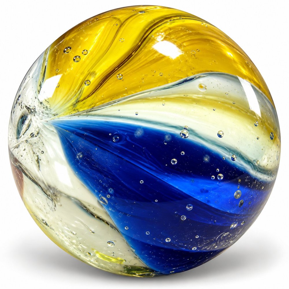 Golden Blue Swirl Glass Marble