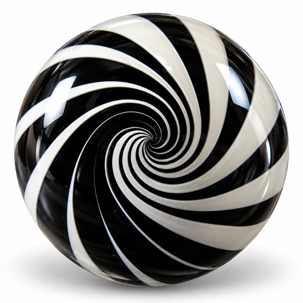 Hypnotic Black And White Spiral Marble
