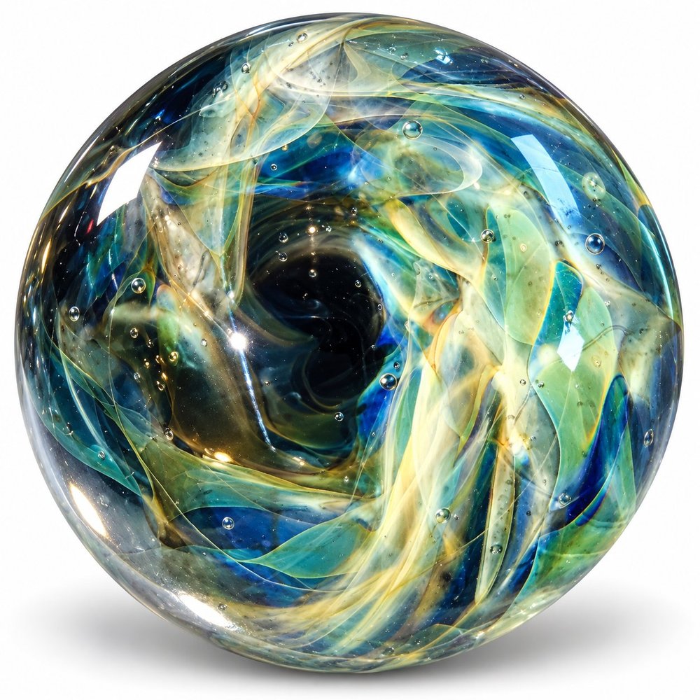 Iridescent Nebula Vortex Glass Marble