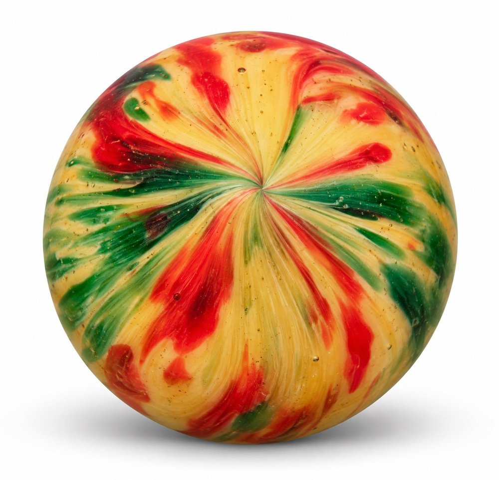Ivory Starburst Swirl Glass Marble