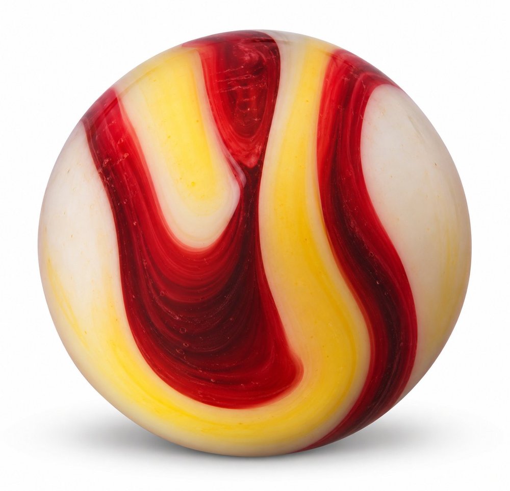 Marbled Red And Yellow Glass Sphere