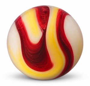 Marbled Red And Yellow Glass Sphere