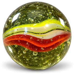 Olive Glass Marble With Colorful Swirls