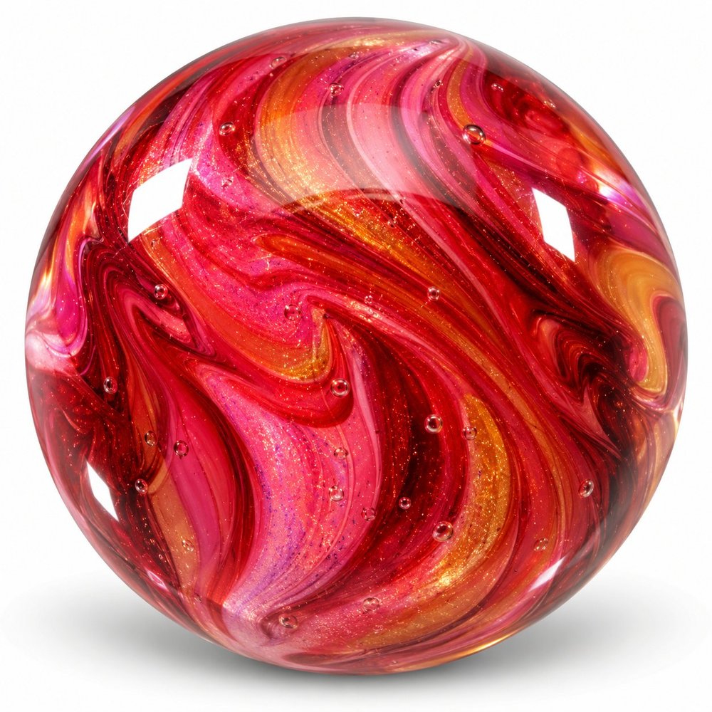 Ruby Swirl Glass Marble