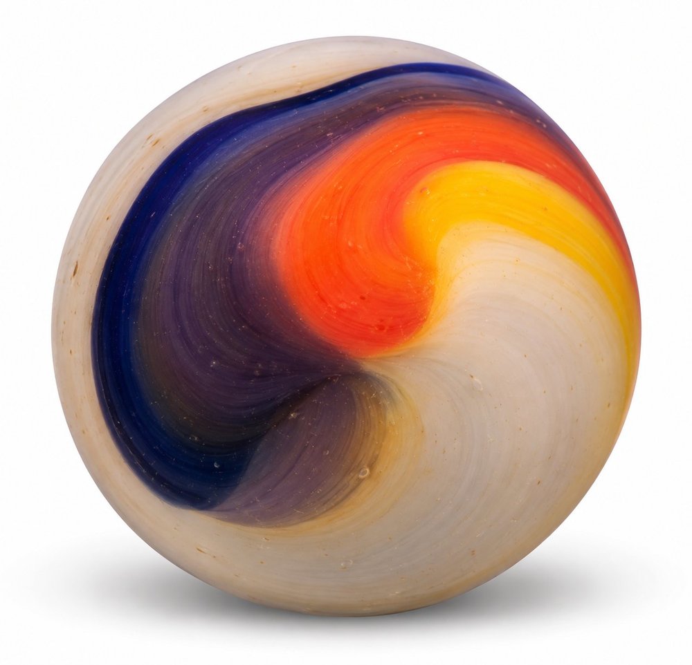 Swirling Purple And Amber Glass Marble