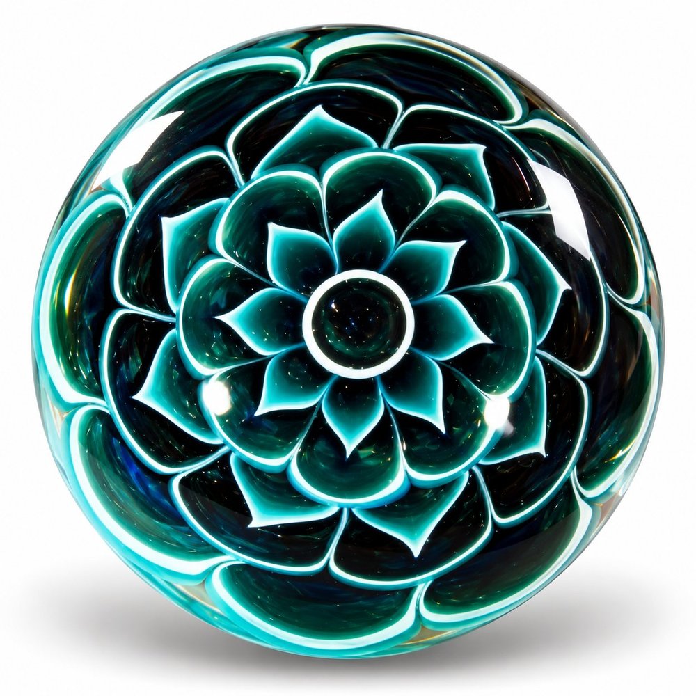 Teal Glass Mandala Marble
