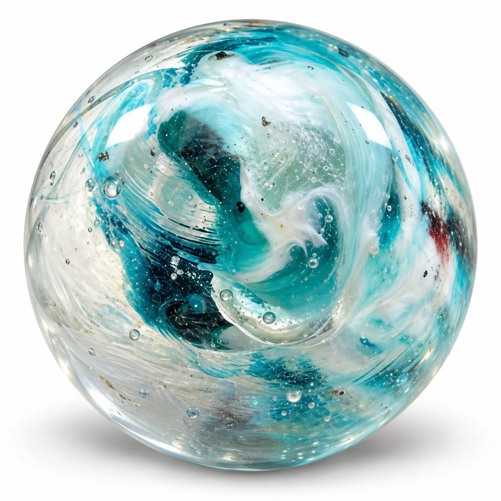 Turquoise Galaxy Glass Marble