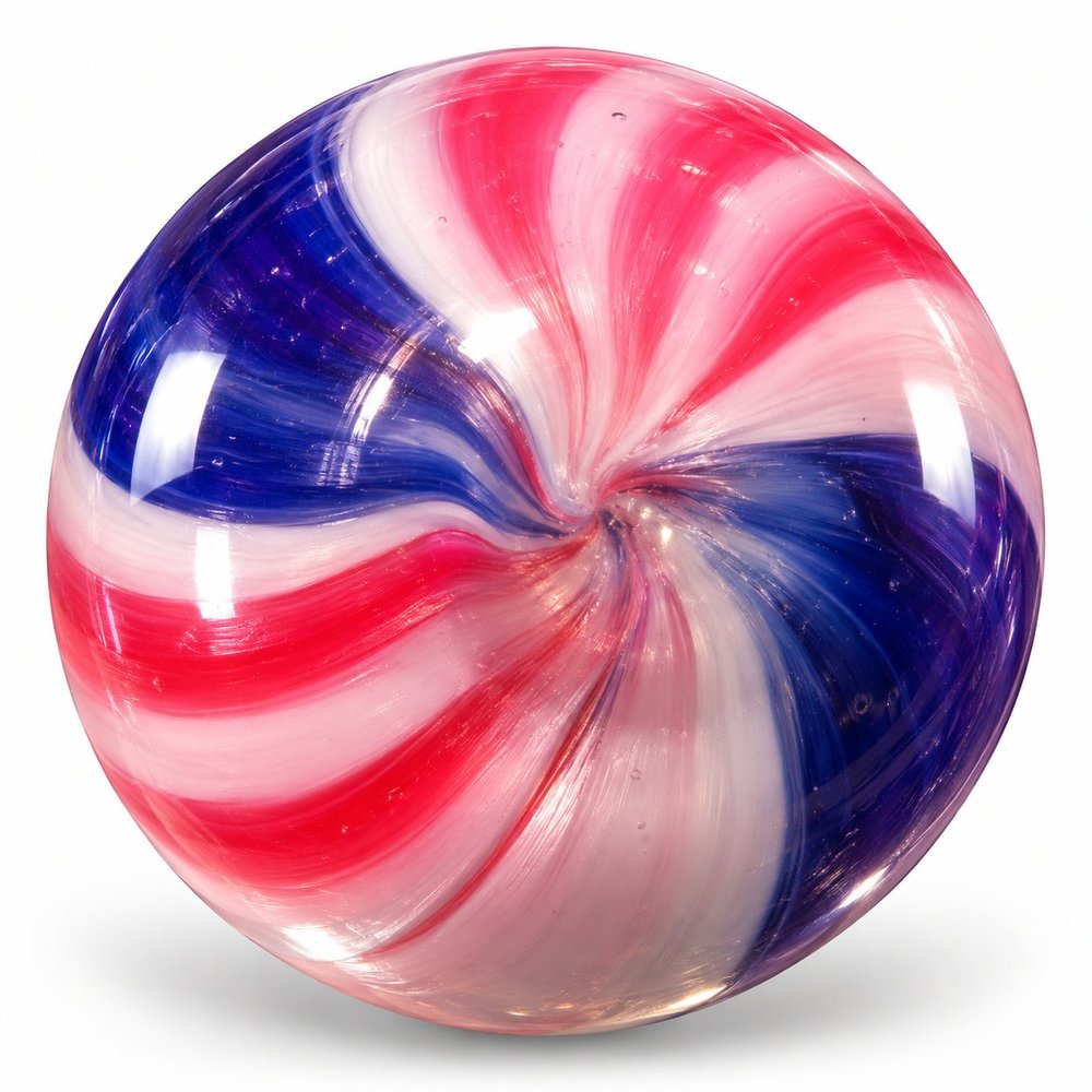 Vibrant Peppermint Swirled Glass Marble