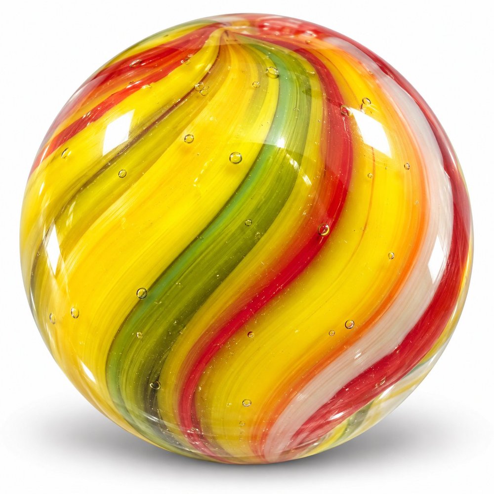 Vibrant Yellow Swirled Glass Marble