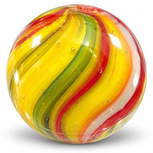 Vibrant Yellow Swirled Glass Marble